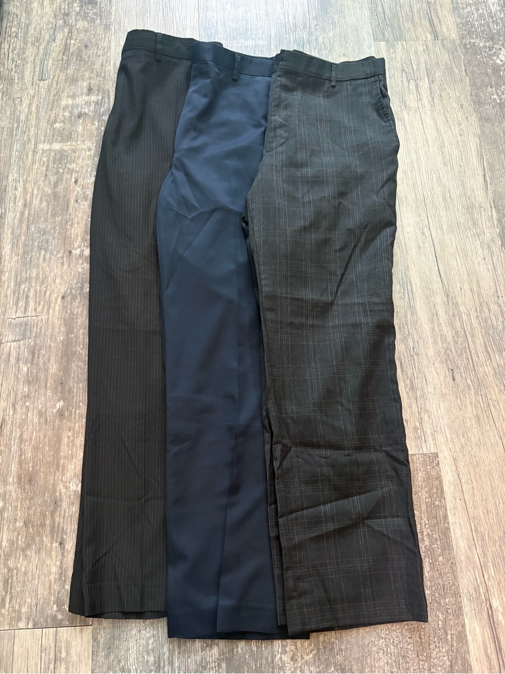 jf j.ferrar Men's Dress Pants Trio - Black, Navy, Charcoal Plaid